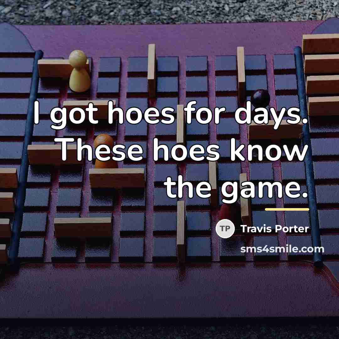 “I got hoes for days. These hoes know the game.…” quote by Travis Porter