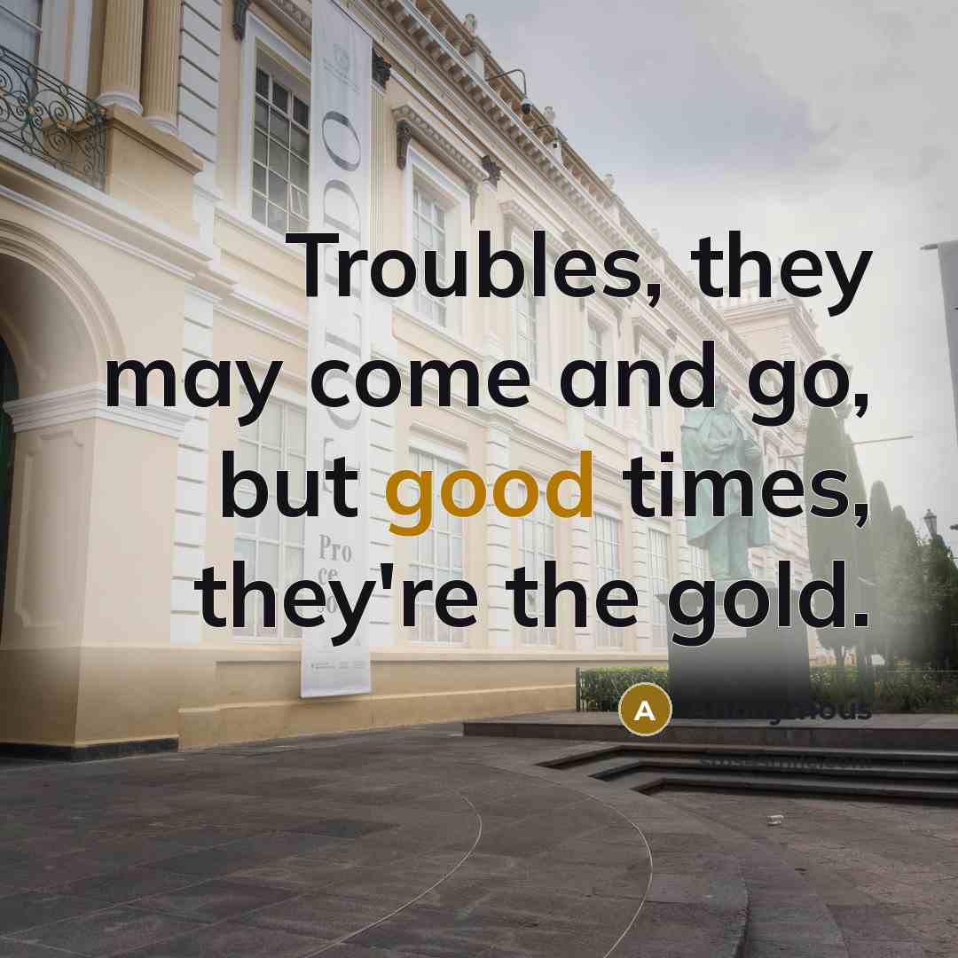 “Troubles, they may come and go, but good times, they're…” quote by Anonymous