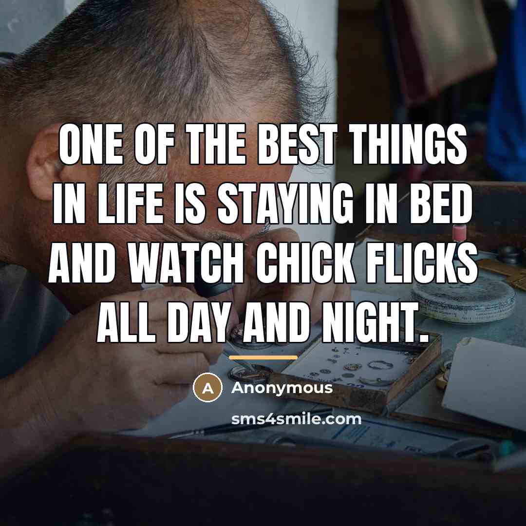 “One of the best things in life is staying in…” quote by Anonymous