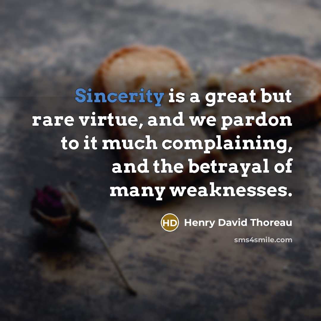 “Sincerity is a great but rare virtue, and we pardon…” quote by Henry David Thoreau