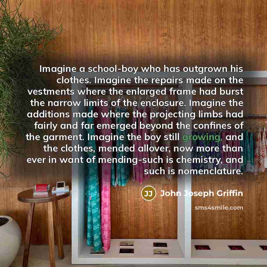 “Imagine a school-boy who has outgrown his clothes. Imagine the…” quote by John Joseph Griffin