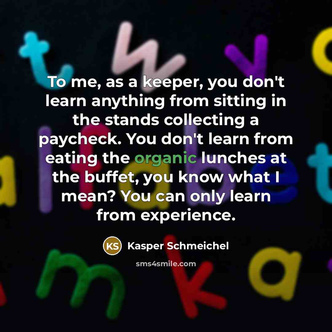 “To me, as a keeper, you don't learn anything from…” quote by Kasper Schmeichel
