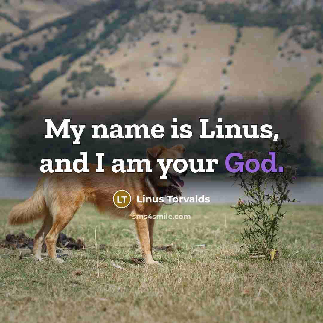 “My name is Linus, and I am your God.…” quote by Linus Torvalds