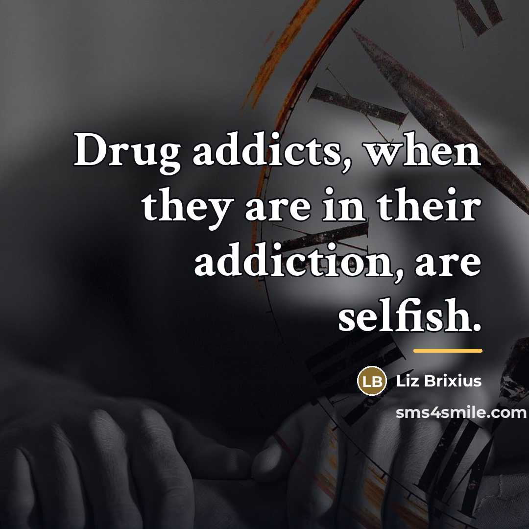 “Drug addicts, when they are in their addiction, are selfish.…” quote by Liz Brixius