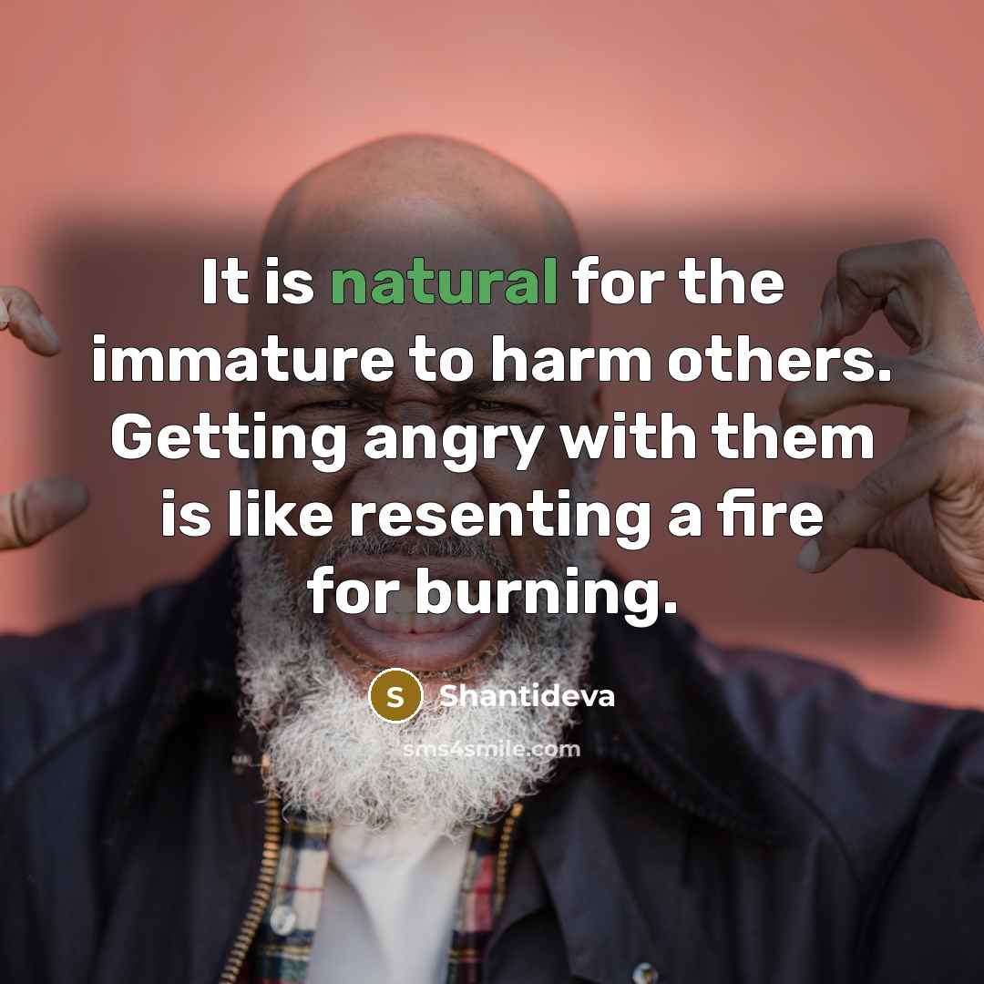 “It is natural for the immature to harm others. Getting…” quote by Shantideva