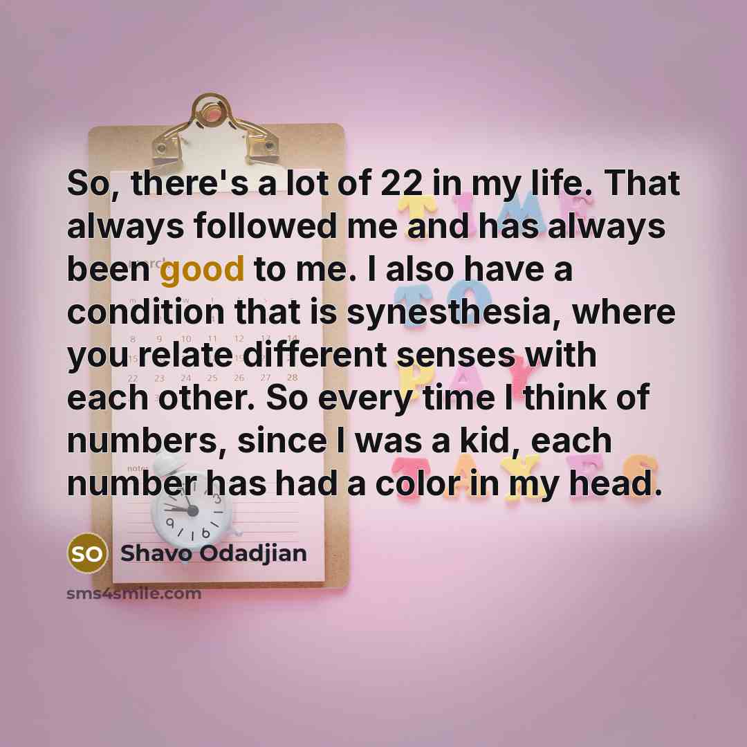 “So, there's a lot of 22 in my life. That…” quote by Shavo Odadjian