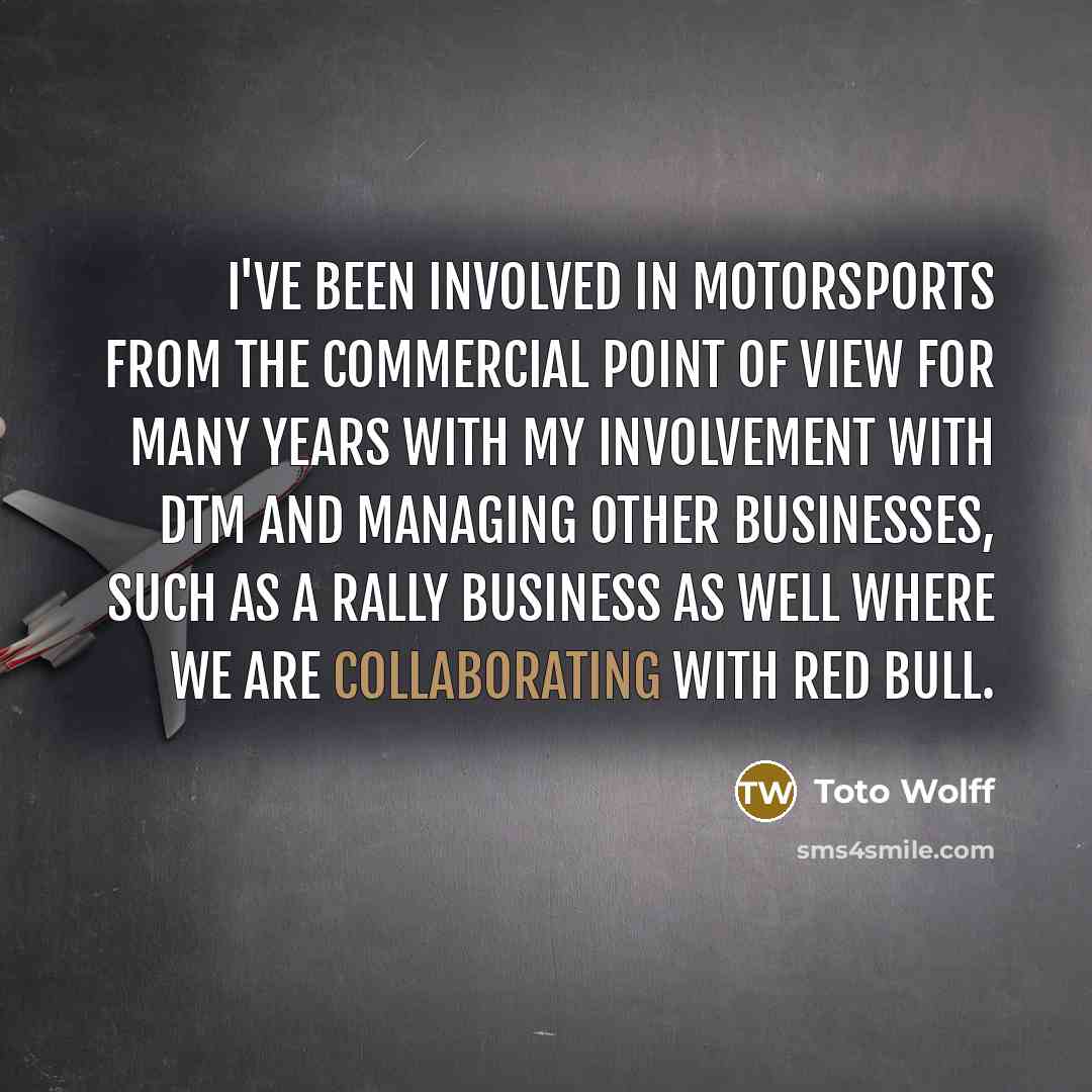 “I've been involved in motorsports from the commercial point of…” quote by Toto Wolff