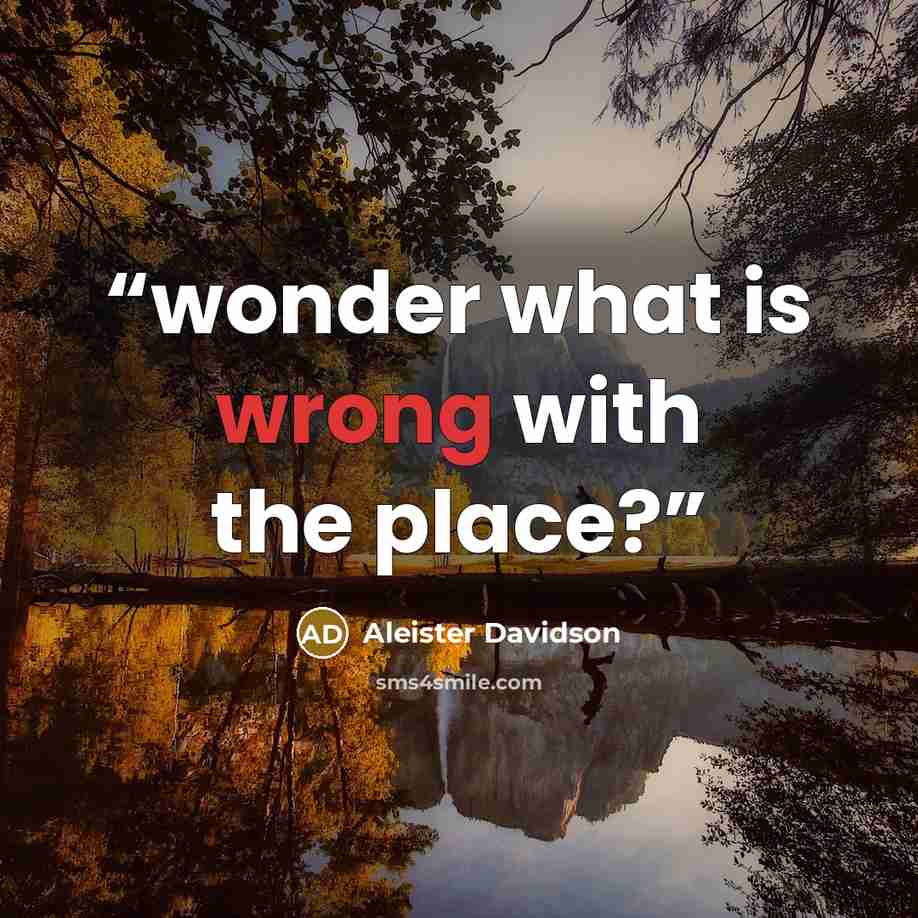 “wonder what is wrong with the place?” quote by Aleister Davidson