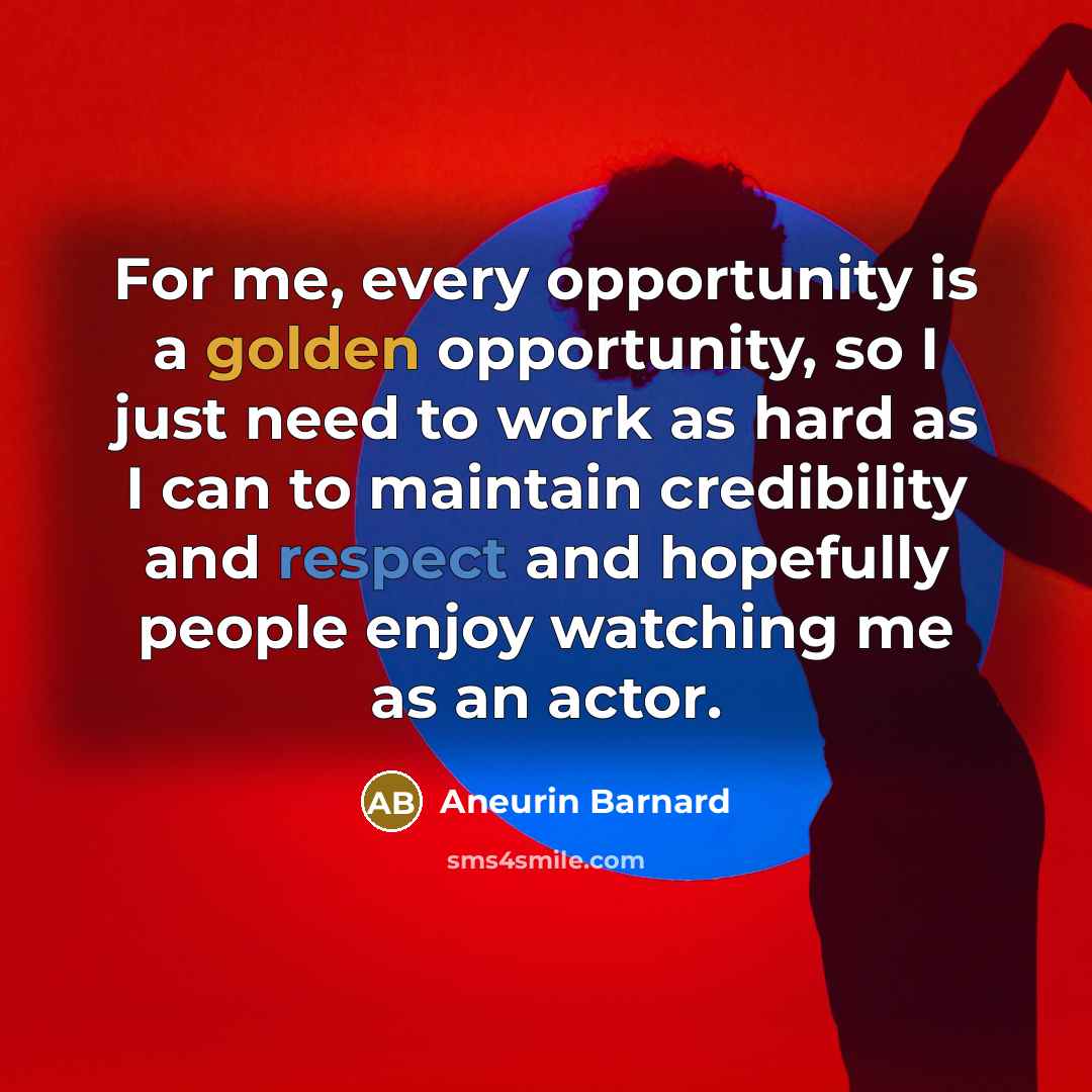 “For me, every opportunity is a golden opportunity, so I…” quote by Aneurin Barnard