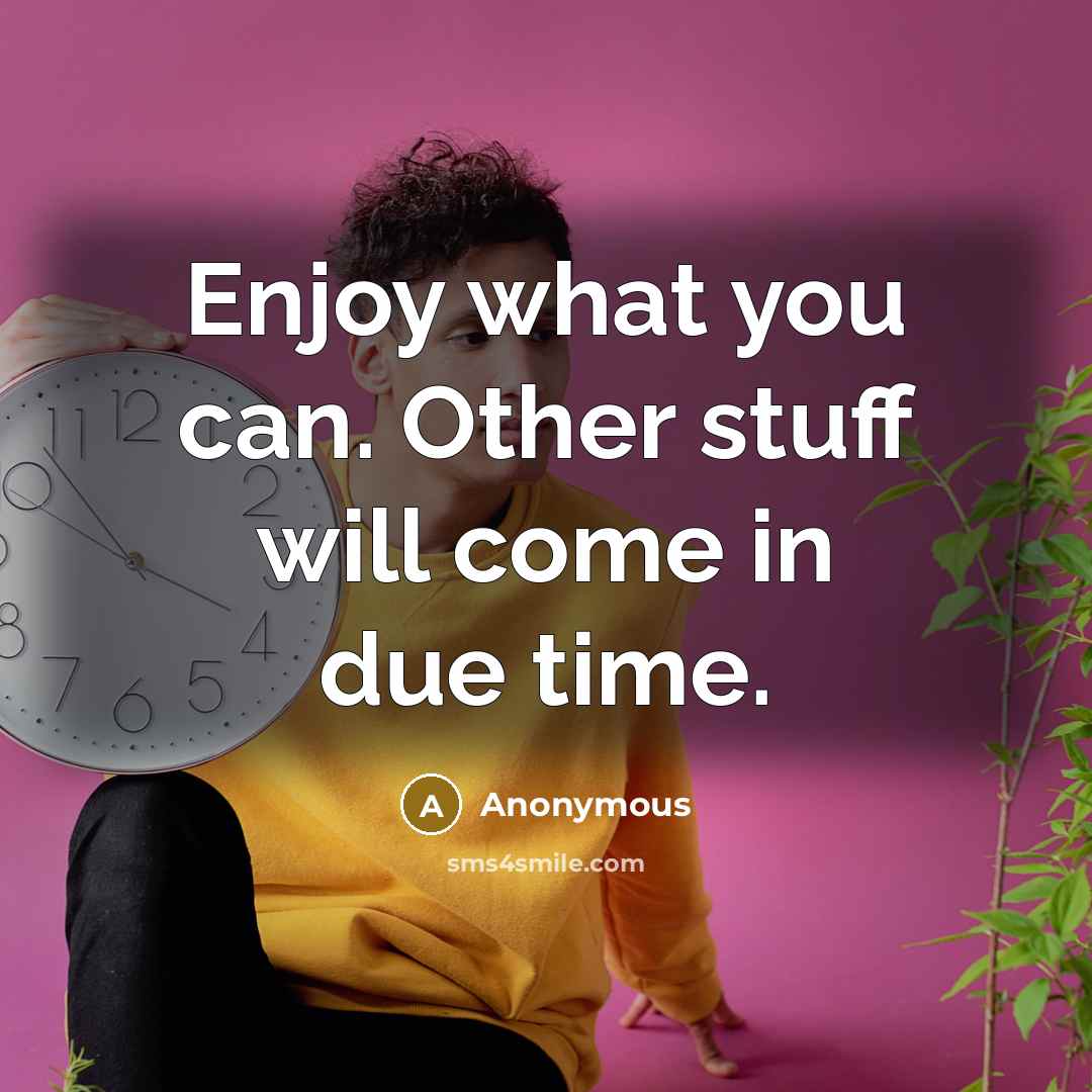 “Enjoy what you can. Other stuff will come in due time.” quote by Anonymous