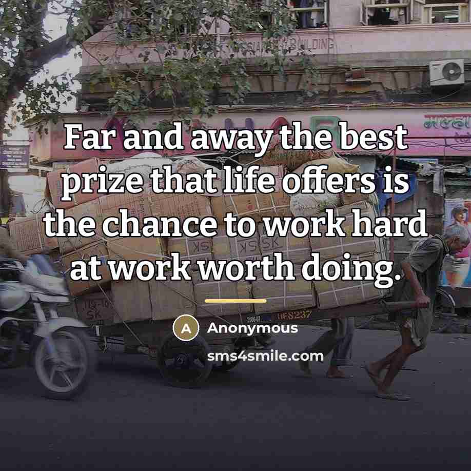 “Far and away the best prize that life offers is…” quote by Anonymous