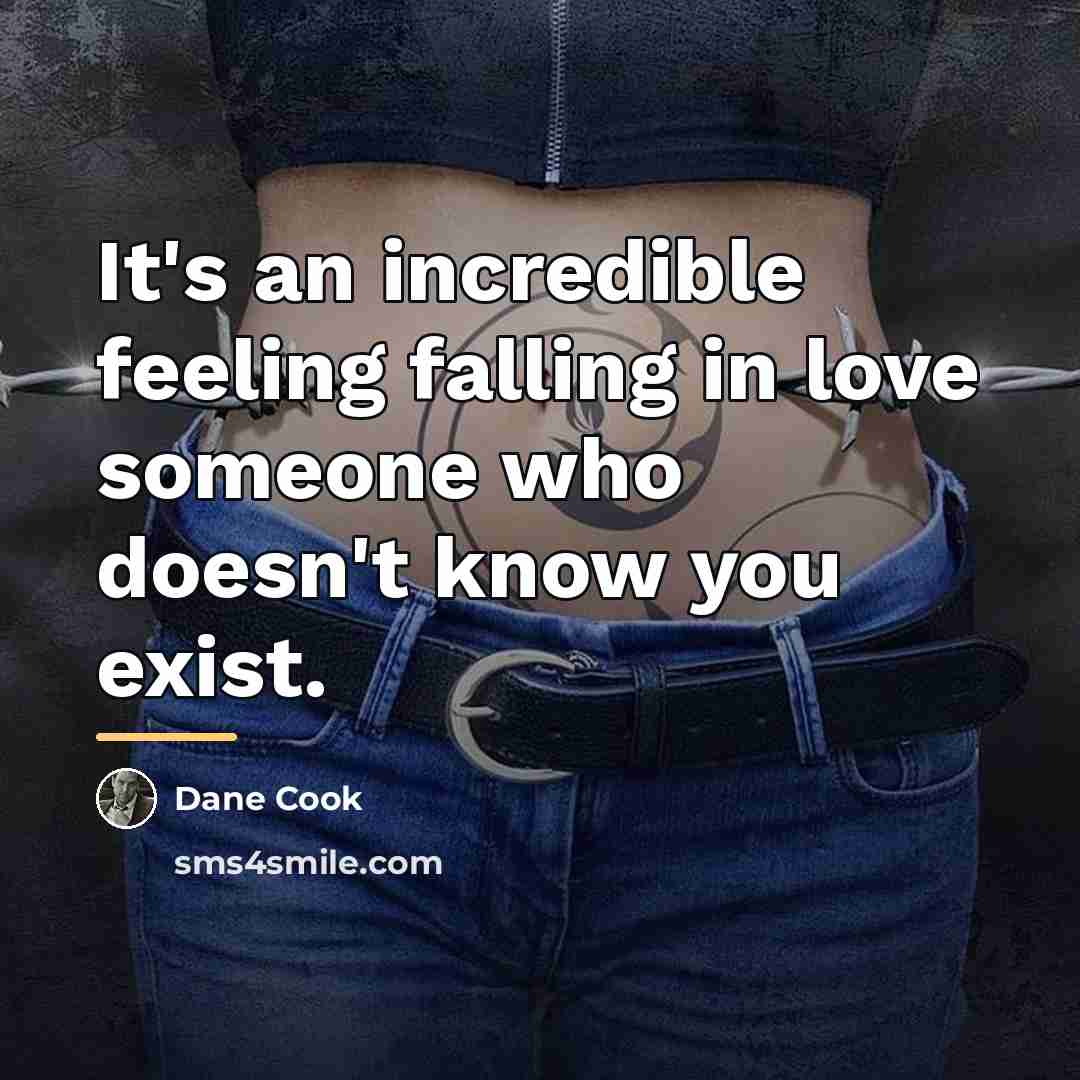 “It's an incredible feeling falling in love someone who doesn't…” quote by Dane Cook