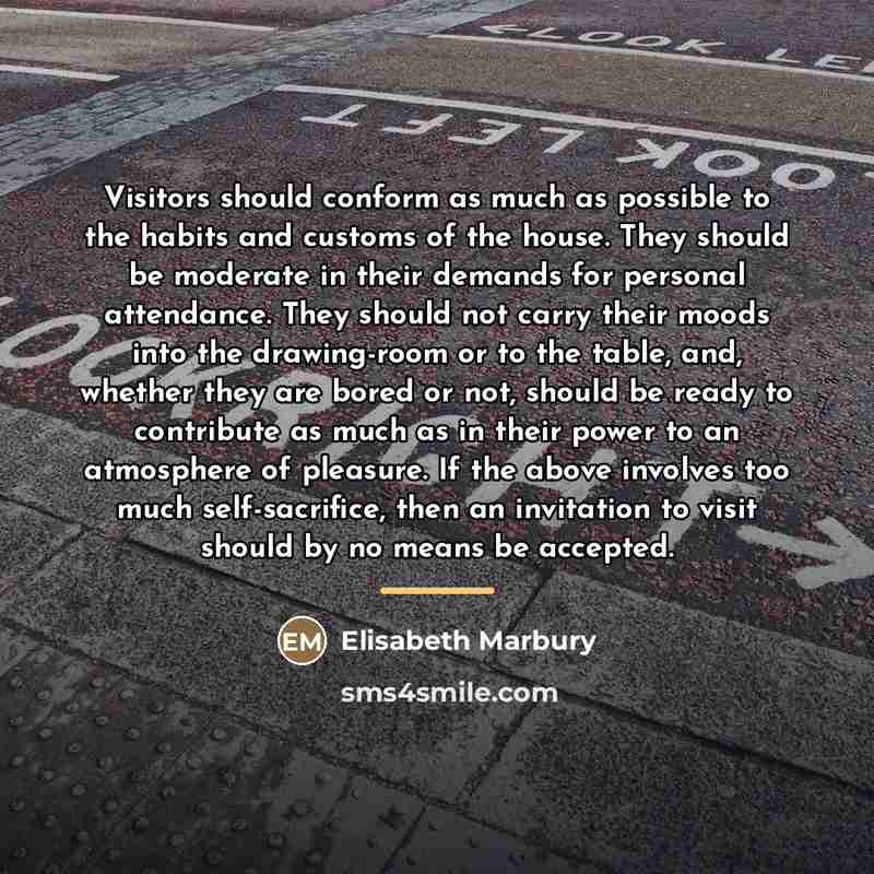 “Visitors should conform as much as possible to the habits…” quote by Elisabeth Marbury