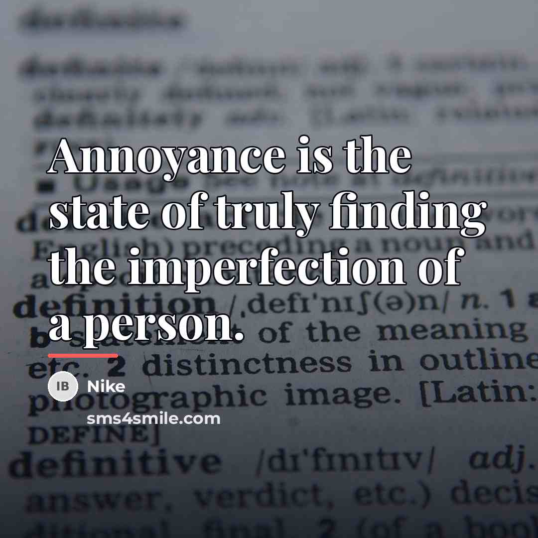 “Annoyance is the state of truly finding the imperfection of…” quote by Nike