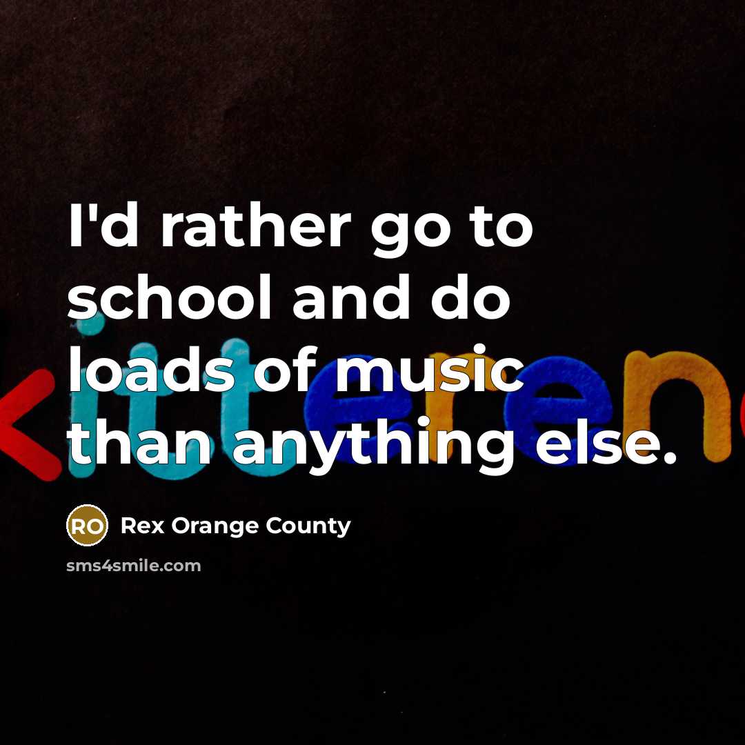 “I'd rather go to school and do loads of music…” quote by Rex Orange County