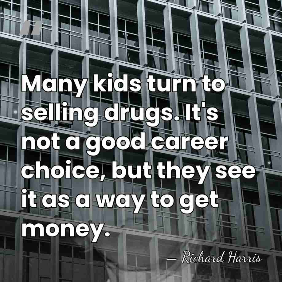 Many kids turn to selling drugs. It's not a good career choice,&hellip; - Richard Harris