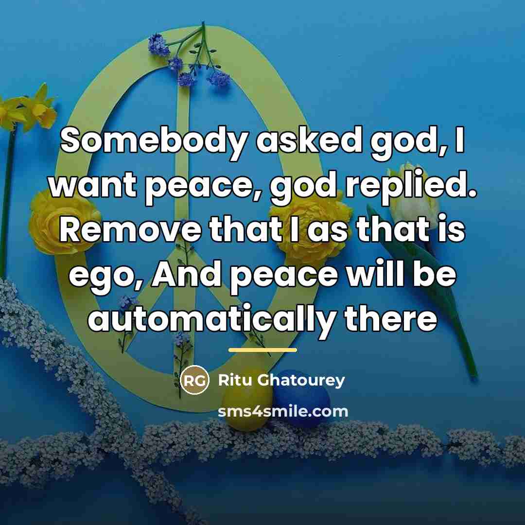 “Somebody asked god, I want peace, god replied. Remove that…” quote by Ritu Ghatourey