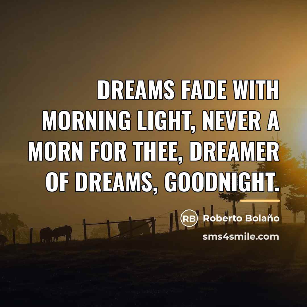“Dreams fade with morning light, Never a morn for thee,…” quote by Roberto Bolano