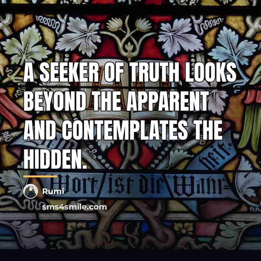 “A seeker of Truth looks beyond the apparent and contemplates…” quote by Rumi