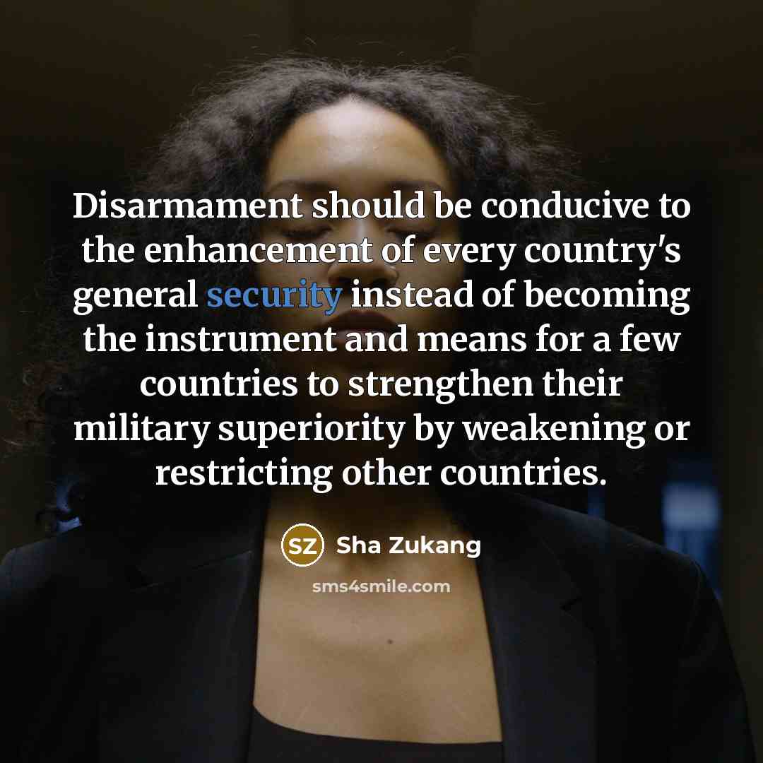 “Disarmament should be conducive to the enhancement of every country's…” quote by Sha Zukang