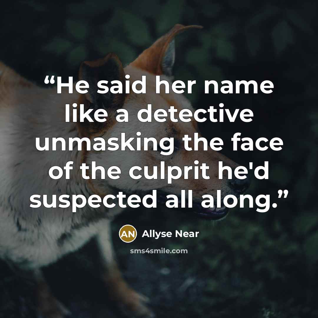 “He said her name like a detective unmasking the face of the culprit he'd suspected all along.” quote by Allyse Near