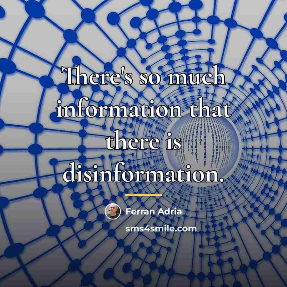 “There's so much information that there is disinformation.…” quote by Ferran Adria