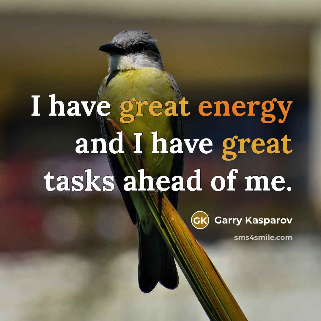 “I have great energy and I have great tasks ahead of me.” quote by Garry Kasparov