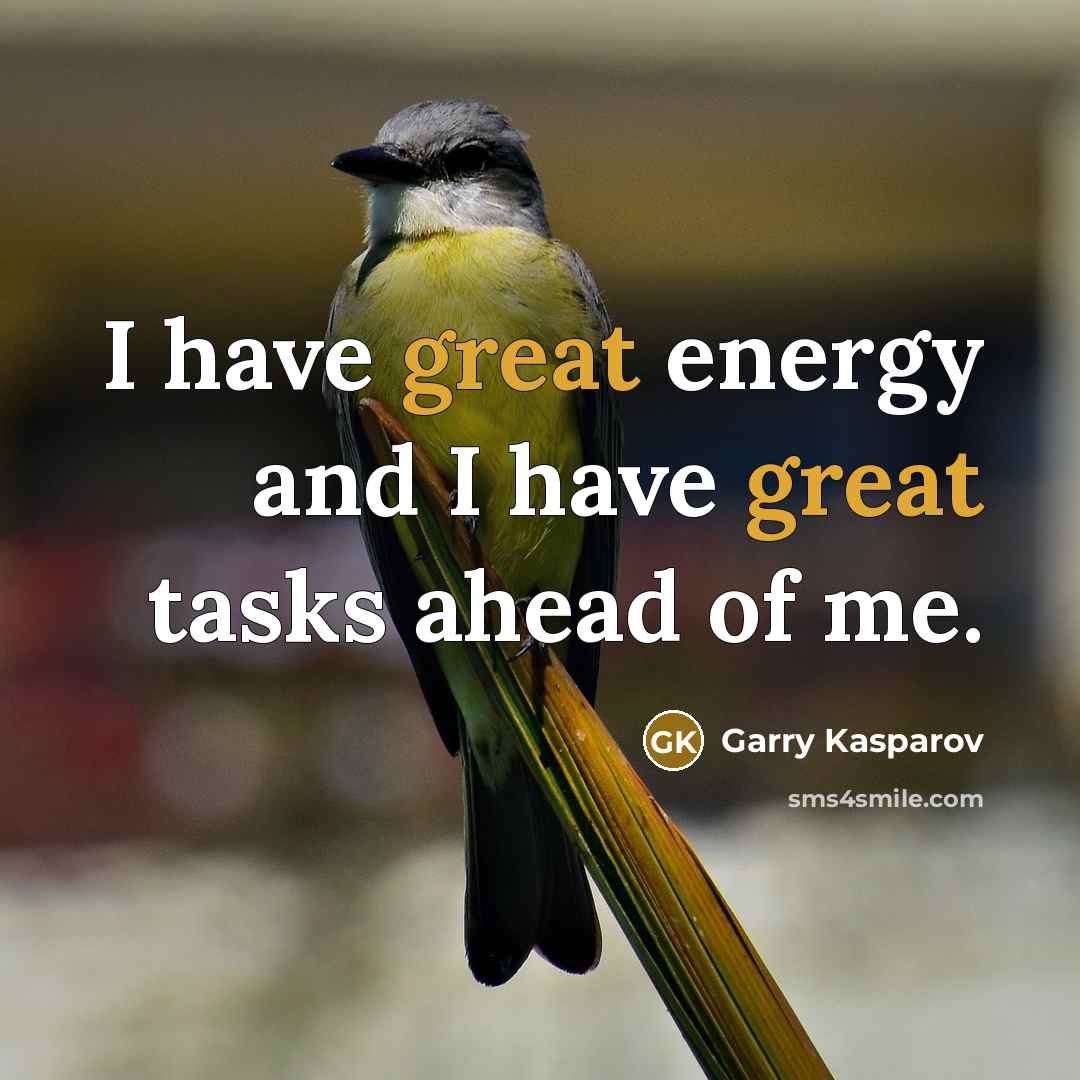 “I have great energy and I have great tasks ahead…” quote by Garry Kasparov