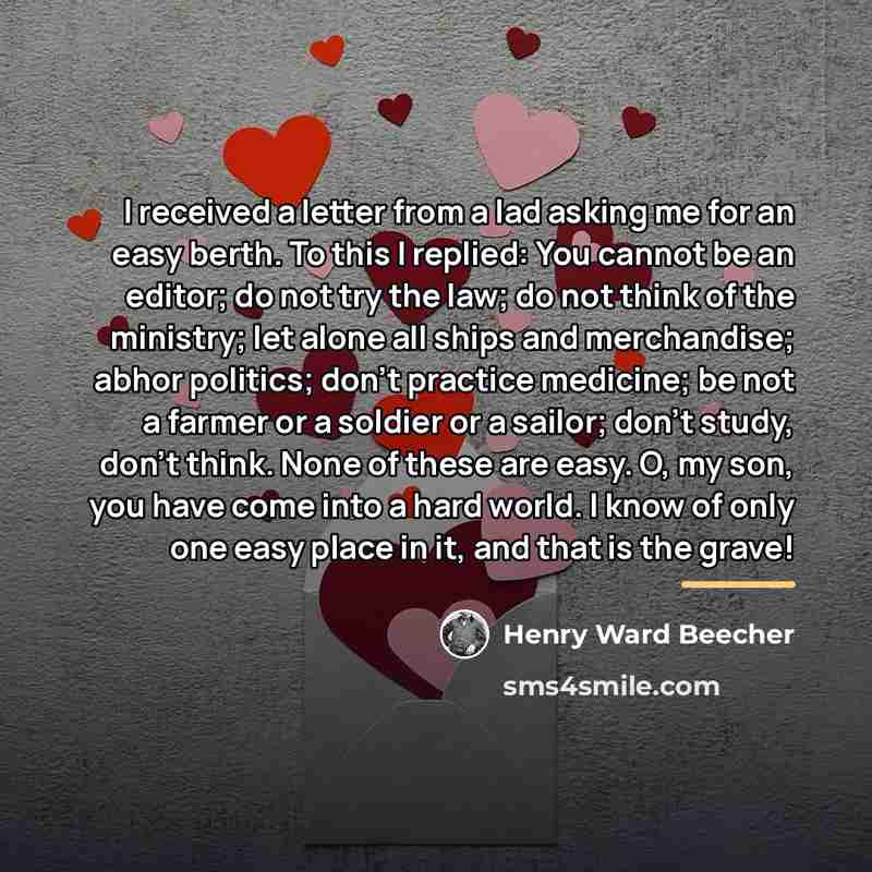 “I received a letter from a lad asking me for…” quote by Henry Ward Beecher