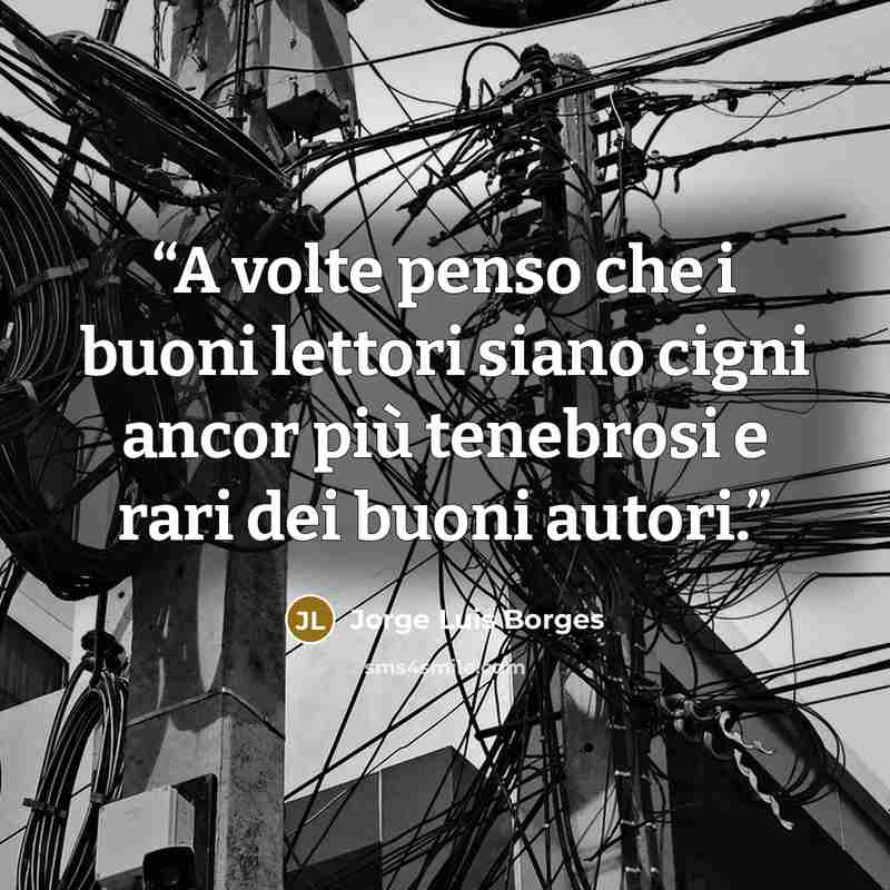 “A volte penso che i buoni lettori siano cigni ancor più tenebrosi e rari dei buoni autori.” quote by Jorge Luis Borges