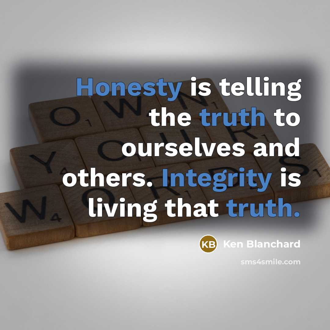 “Honesty is telling the truth to ourselves and others. Integrity…” quote by Ken Blanchard
