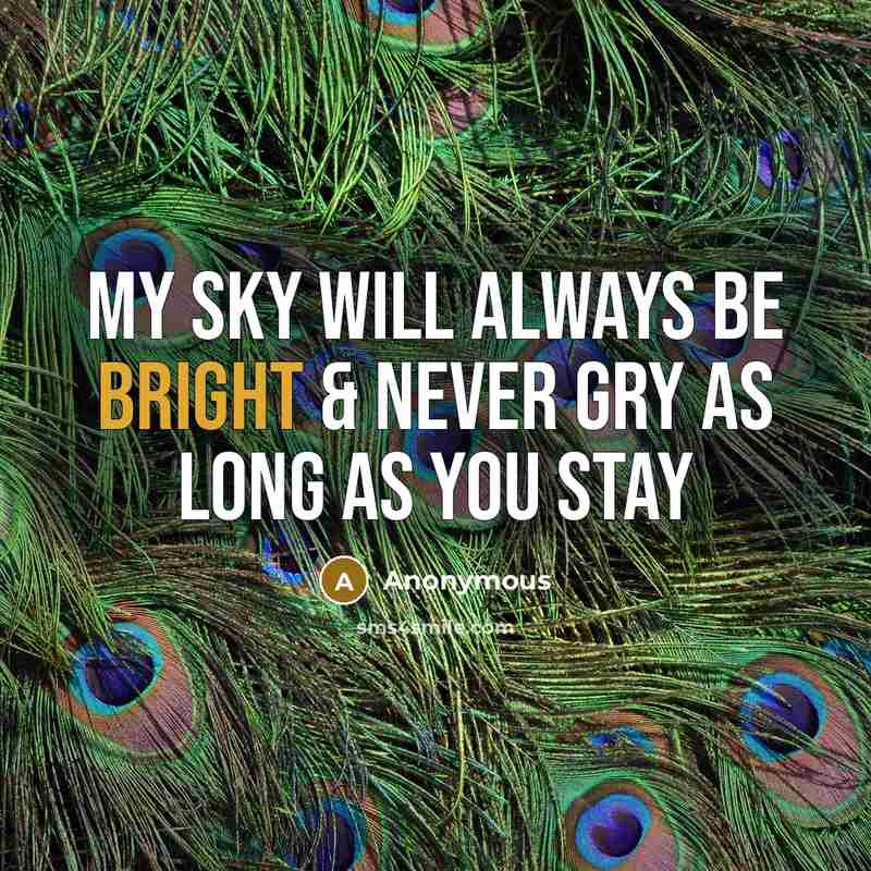 “My sky will always be bright & never gry as long as you stay” quote by Anonymous