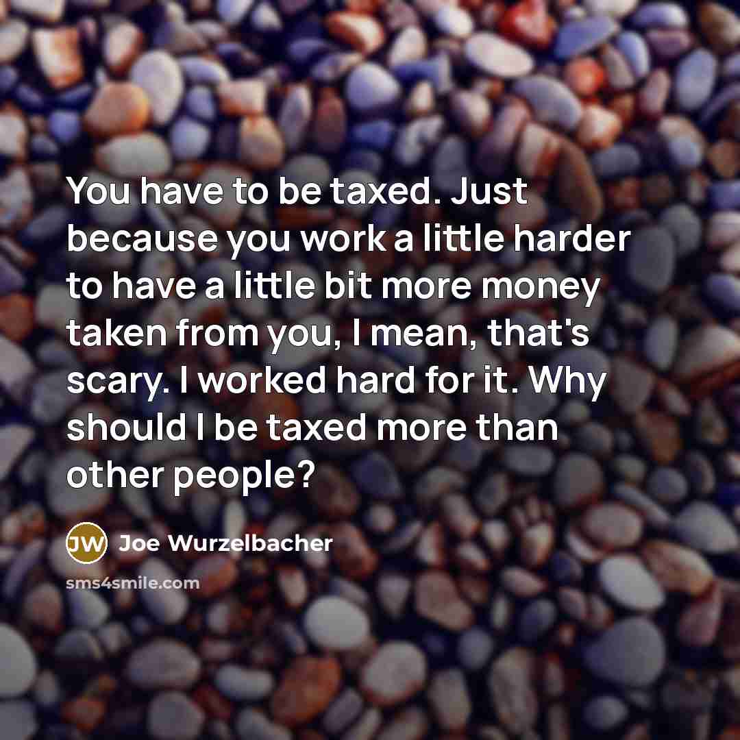 “You have to be taxed. Just because you work a…” quote by Joe Wurzelbacher