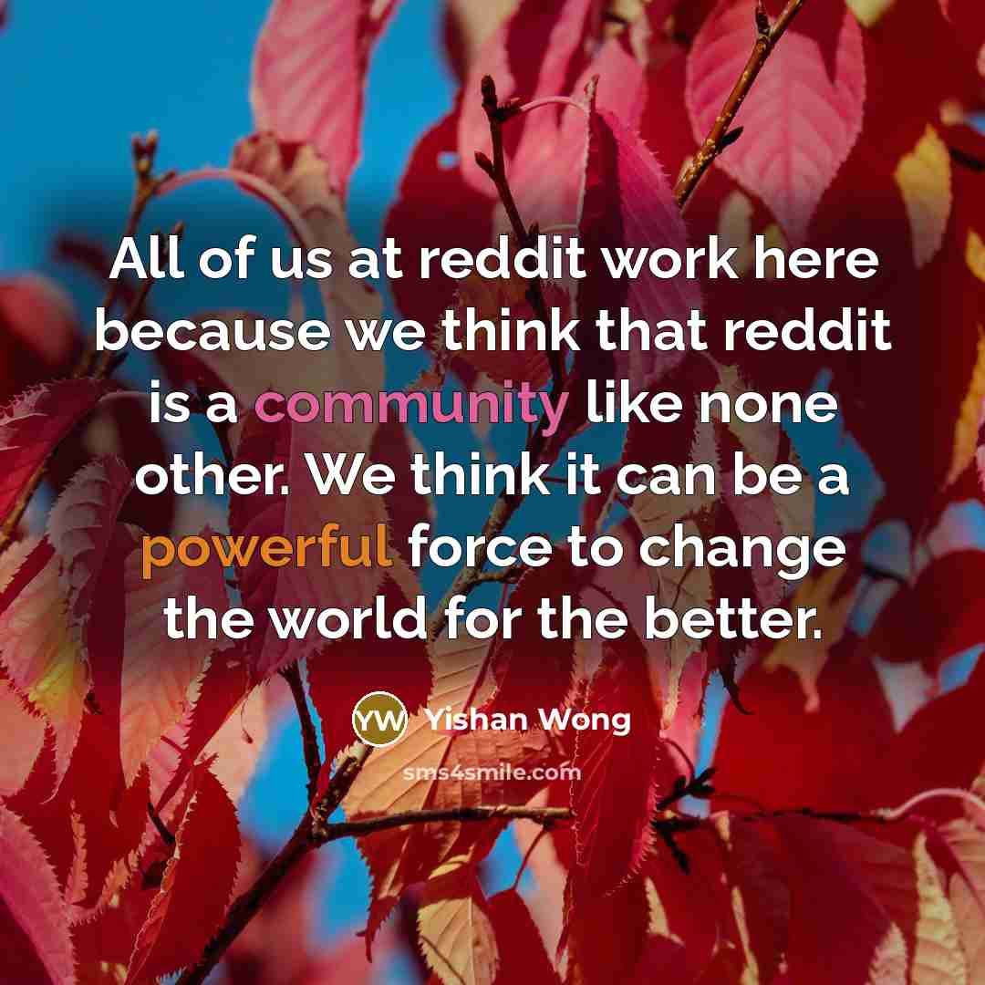 “All of us at reddit work here because we think…” quote by Yishan Wong