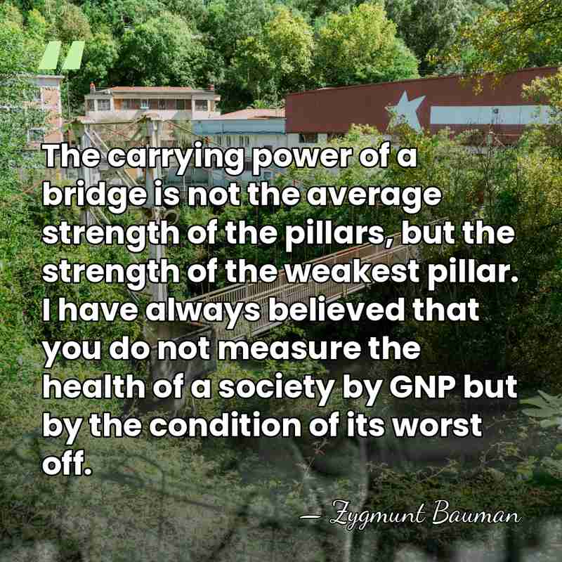 The carrying power of a bridge is not the average strength of&hellip; - Zygmunt Bauman