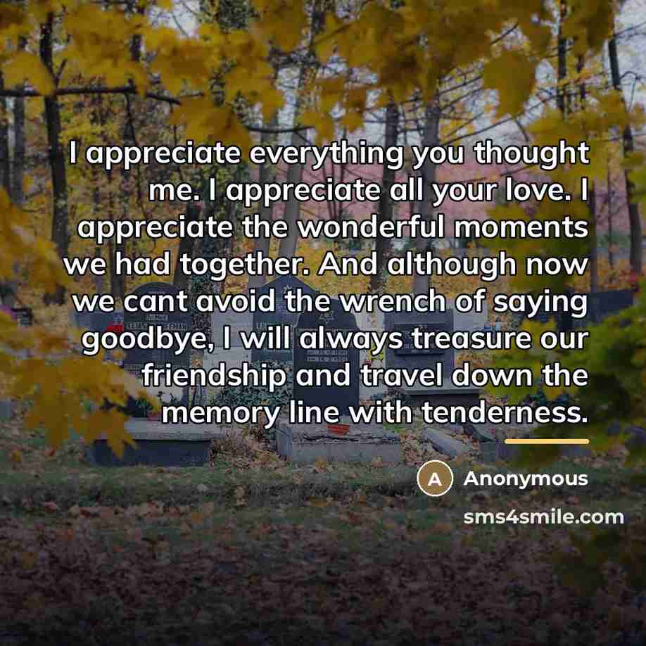 “I appreciate everything you thought me. I appreciate all your…” quote by Anonymous