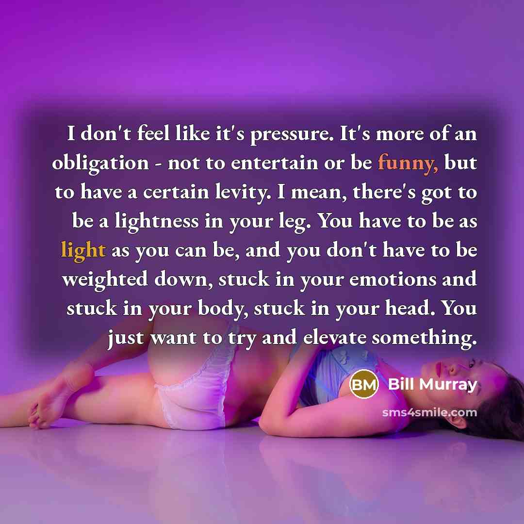 “I don't feel like it's pressure. It's more of an…” quote by Bill Murray