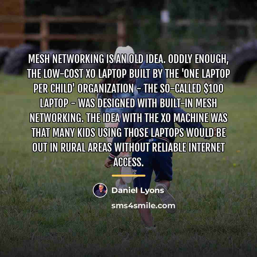 “Mesh networking is an old idea. Oddly enough, the low-cost…” quote by Daniel Lyons