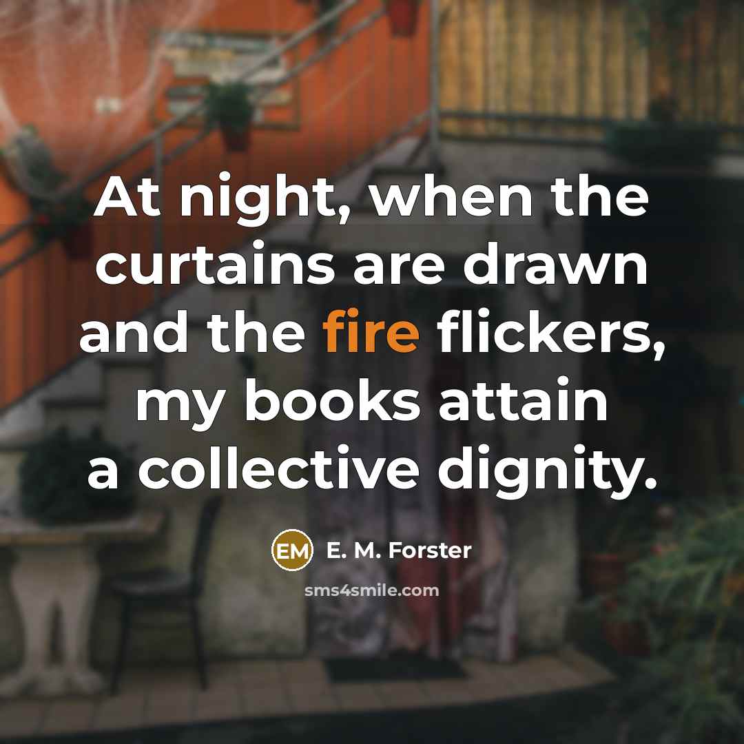 “At night, when the curtains are drawn and the fire…” quote by E. M. Forster