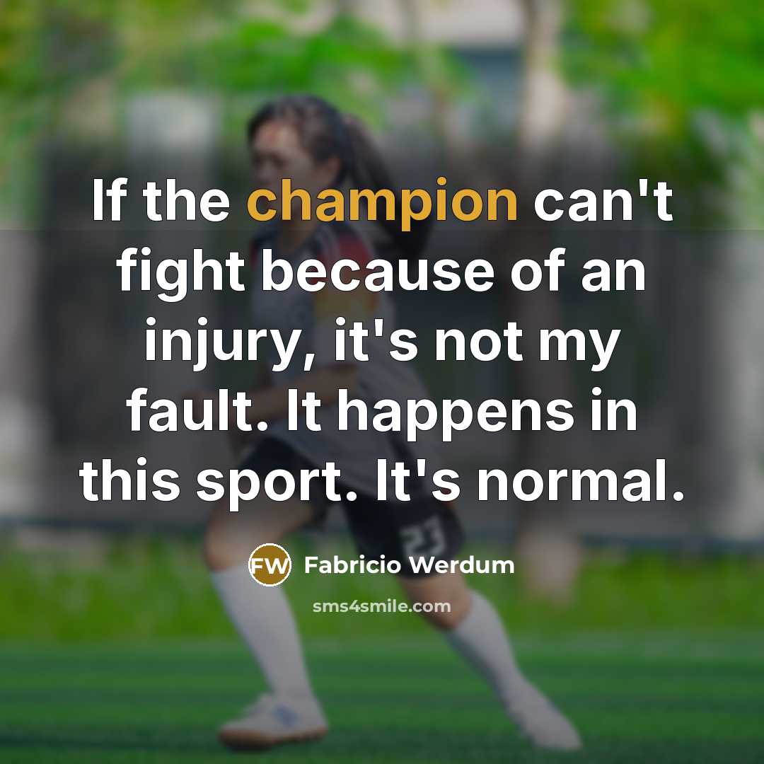 “If the champion can't fight because of an injury, it's…” quote by Fabricio Werdum