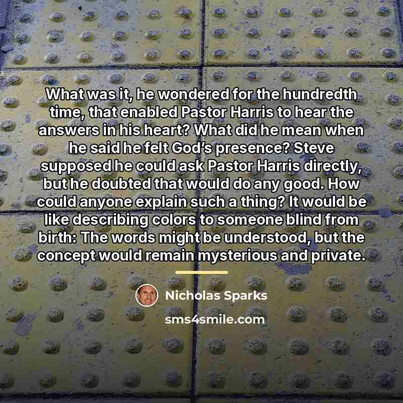 “What was it, he wondered for the hundredth time, that…” quote by Nicholas Sparks