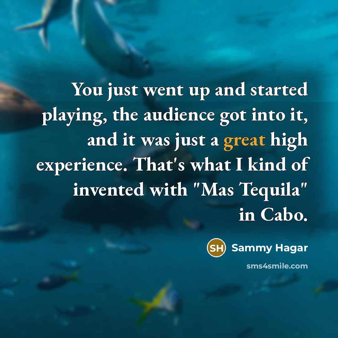 “You just went up and started playing, the audience got…” quote by Sammy Hagar