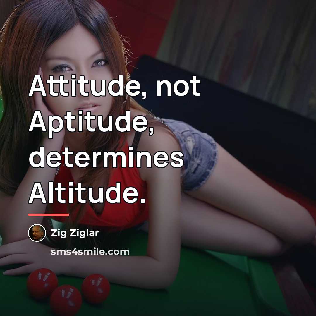 “Attitude, not Aptitude, determines Altitude.…” quote by Zig Ziglar