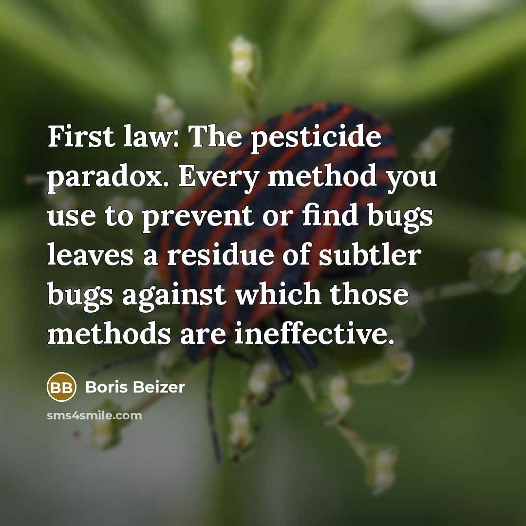 “First law: The pesticide paradox. Every method you use to…” quote by Boris Beizer