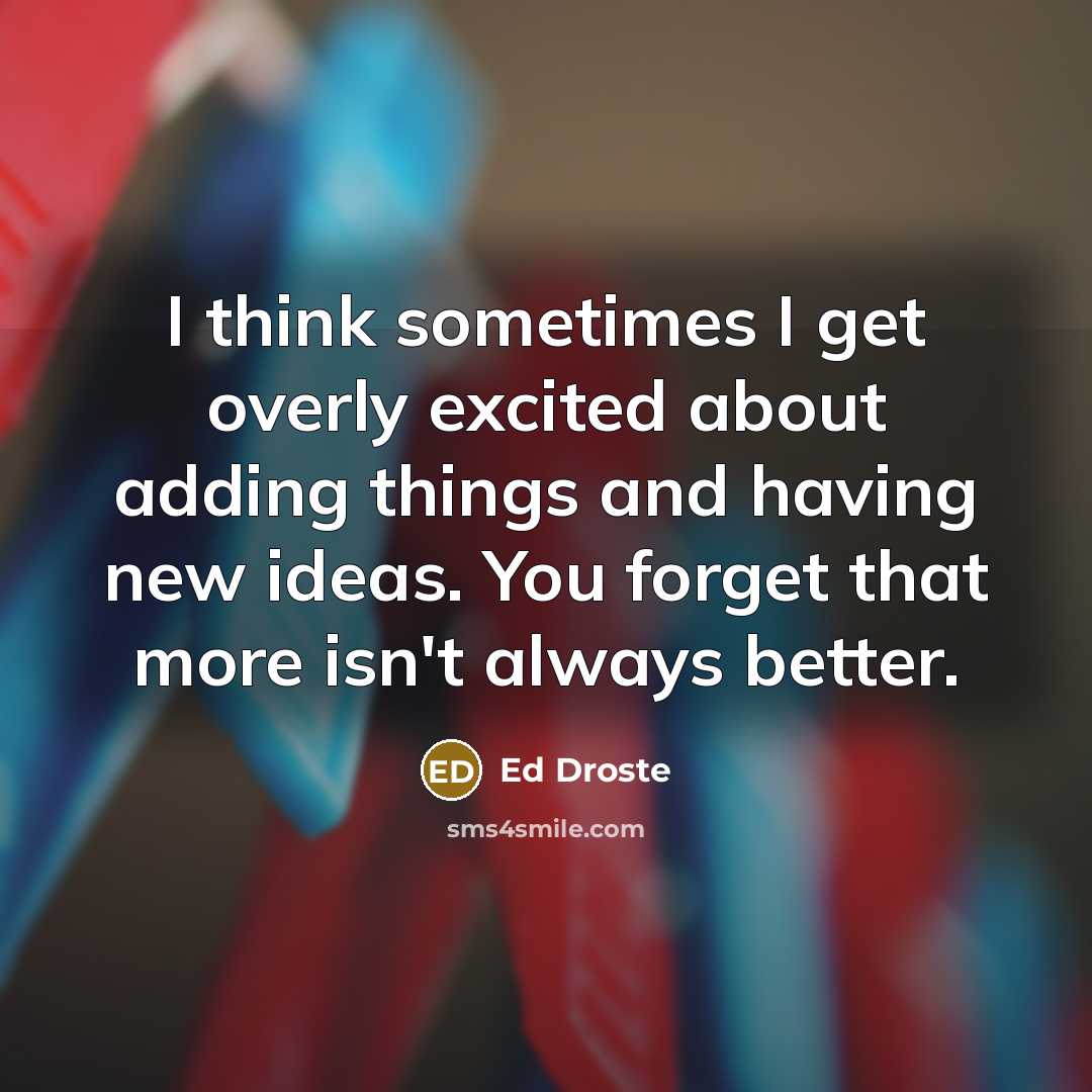 “I think sometimes I get overly excited about adding things…” quote by Ed Droste