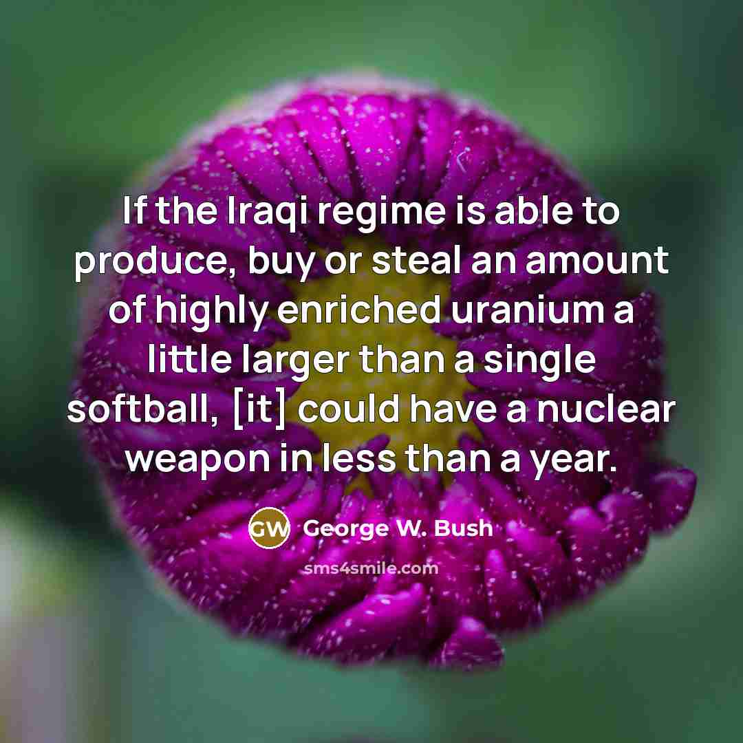 “If the Iraqi regime is able to produce, buy or…” quote by George W. Bush