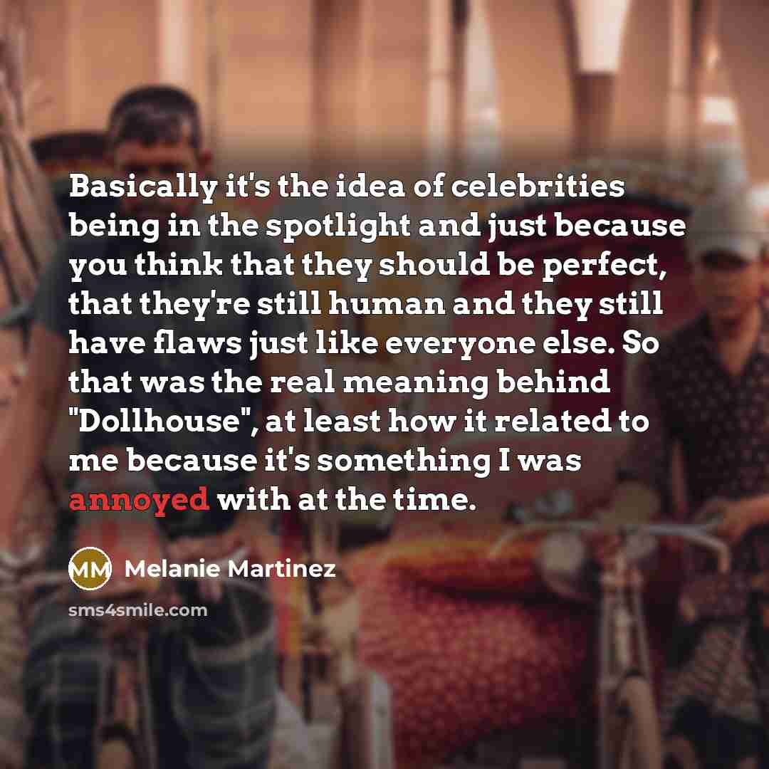 “Basically it's the idea of celebrities being in the spotlight…” quote by Melanie Martinez