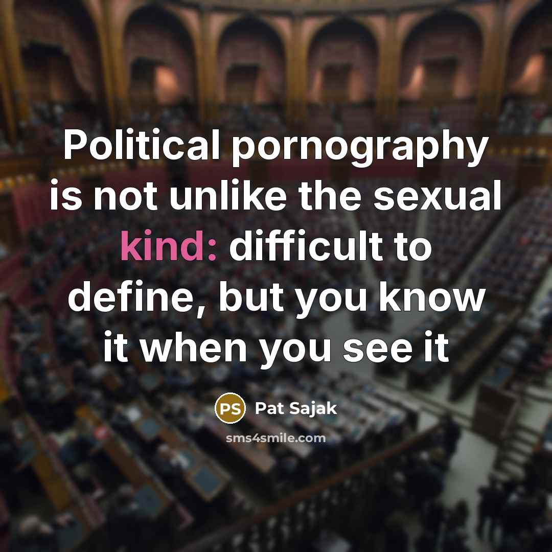 “Political pornography is not unlike the sexual kind: difficult to…” quote by Pat Sajak