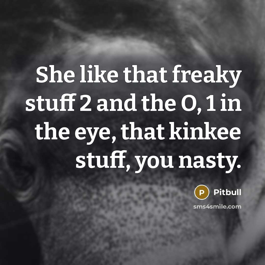 “She like that freaky stuff 2 and the O, 1…” quote by Pitbull
