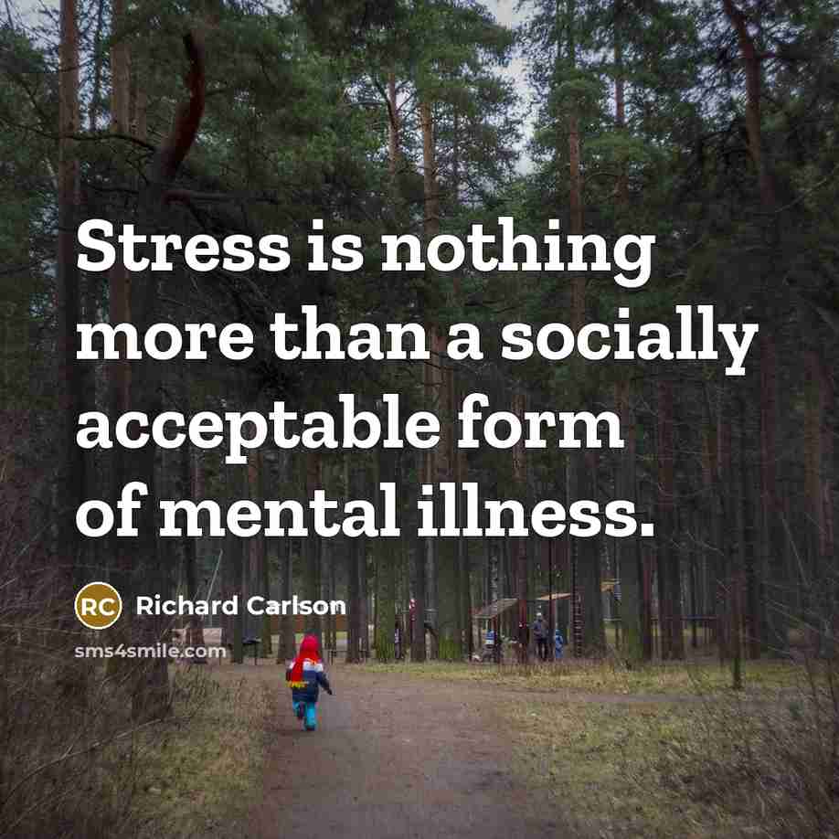 “Stress is nothing more than a socially acceptable form of…” quote by Richard Carlson